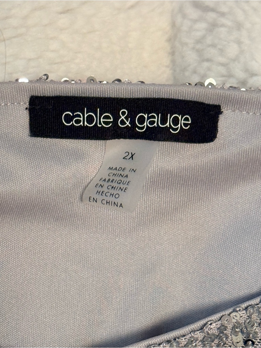 Cable & Gauge Silver Sequin Scoop Neck Pullover Party Dinner Disco Holiday - Picture 12 of 13